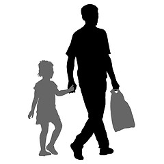 Image showing Silhouette of happy family on a white background. illustration.