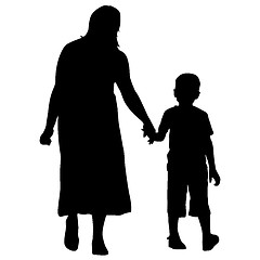 Image showing Silhouette of happy family on a white background