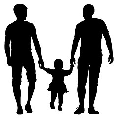 Image showing Black silhouettes Gay couples and family with children