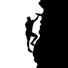 Image showing Black silhouette rock climber on white background