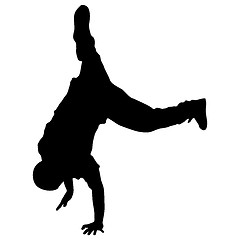 Image showing Black Silhouettes breakdancer on a white background