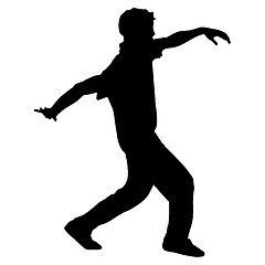 Image showing Black Silhouettes breakdancer on a white background