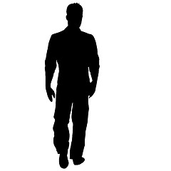 Image showing Black silhouette man standing, people on white background