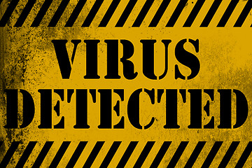 Image showing Virus detected sign yellow with stripes