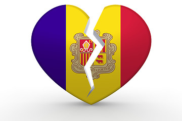 Image showing Broken white heart shape with Andorra flag