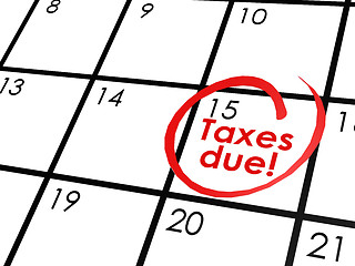 Image showing Taxes due on white calendar