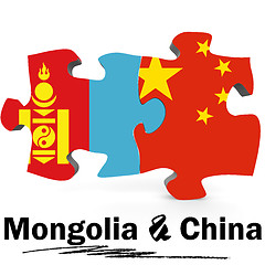 Image showing China and Mongolia flags in puzzle 