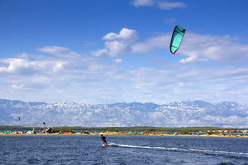 Image showing Kiteboarding Kitesurfing Extreme Sport in Nin Croatia