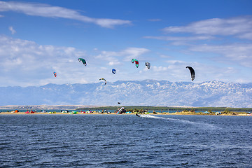Image showing Kiteboarding Kitesurfing Extreme Sport in Nin Croatia