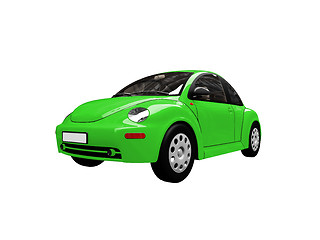 Image showing isolated green beetle car front view