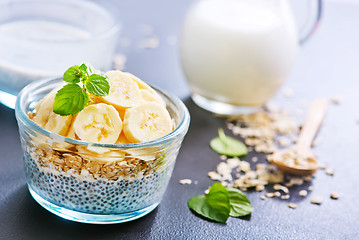 Image showing milk with chia seeds and banana