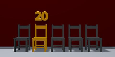 Image showing number twenty and row of chairs - 3d rendering