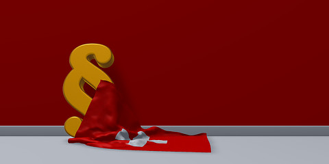 Image showing paragraph symbol and flag of switzerland - 3d rendering