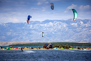 Image showing Kiteboarding Kitesurfing Extreme Sport in Nin Croatia