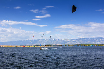 Image showing Kiteboarding Kitesurfing Extreme Sport in Nin Croatia