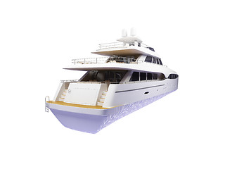 Image showing Big yacht isolated back view