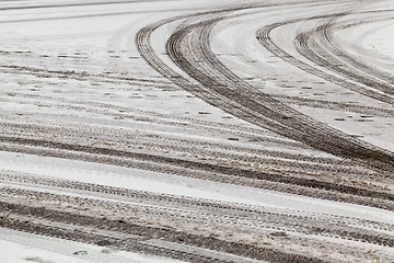 Image showing winter road, close-up