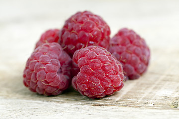 Image showing Red ripe raspberries