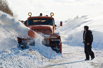 Image showing truck cleaning road in winter