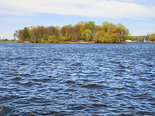 Image showing Waves on lake in fine spring weather