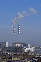 Image showing City Energy and Warm Power Factory in fog