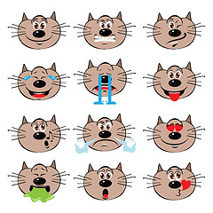 Image showing Cat Emojis Set of Emoticons Icons Isolated