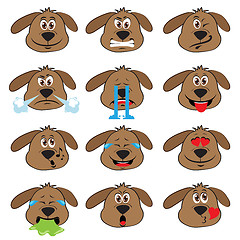 Image showing Dog Emojis Set of Emoticons Icons Isolated