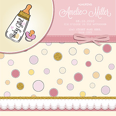 Image showing Beautiful baby shower card template with golden glittering detai