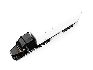 Image showing Black semi truck on white background