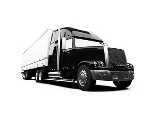 Image showing Black semi truck on white background