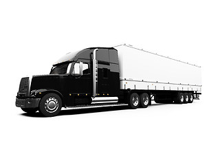 Image showing Black semi truck on white background