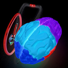 Image showing stethoscope and brain. 3d illustration