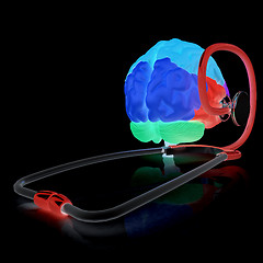 Image showing stethoscope and brain. 3d illustration