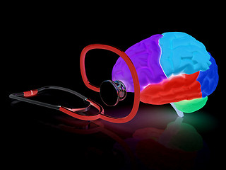 Image showing stethoscope and brain. 3d illustration