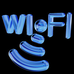 Image showing Gold wifi iconl. 3d illustration