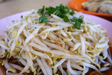 Image showing Fresh bean sprouts at local restaurant in Ipoh