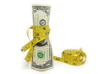 Image showing One dollars US money in measuring tape