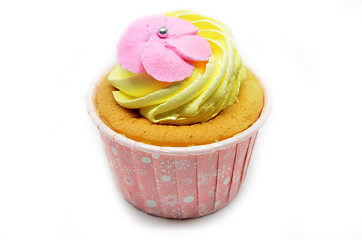 Image showing Cupcake with a pink sugar rose