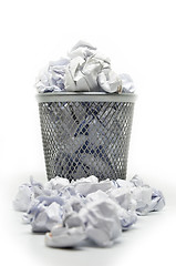 Image showing Garbage bin with paper waste