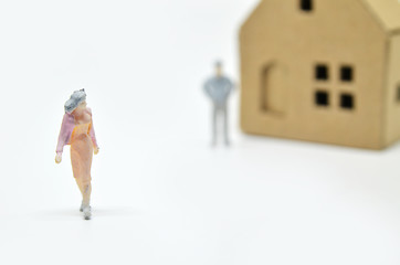 Image showing Women is leaving her man and house