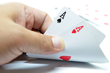 Image showing Hand with poker cards