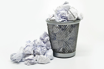 Image showing Garbage bin with paper waste