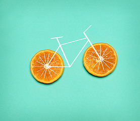 Image showing Healthy lifestyle concept - bike with orange wheel