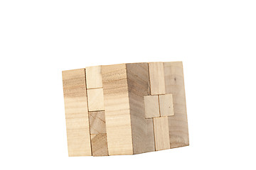 Image showing The wooden puzzle - game with blocks