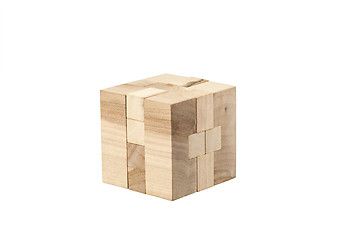 Image showing The wooden puzzle - game with blocks