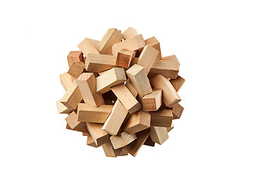 Image showing The wooden puzzle - game with blocks