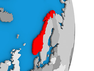 Image showing Norway on globe