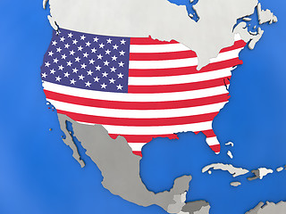 Image showing USA on globe