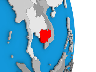 Image showing Cambodia on globe