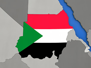 Image showing Sudan on globe